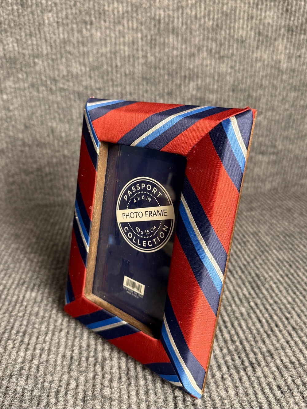 Preppy Regimental Stripe Silk Tie Photo Frame 4x6 Accent Decor - Picture 2 of 6